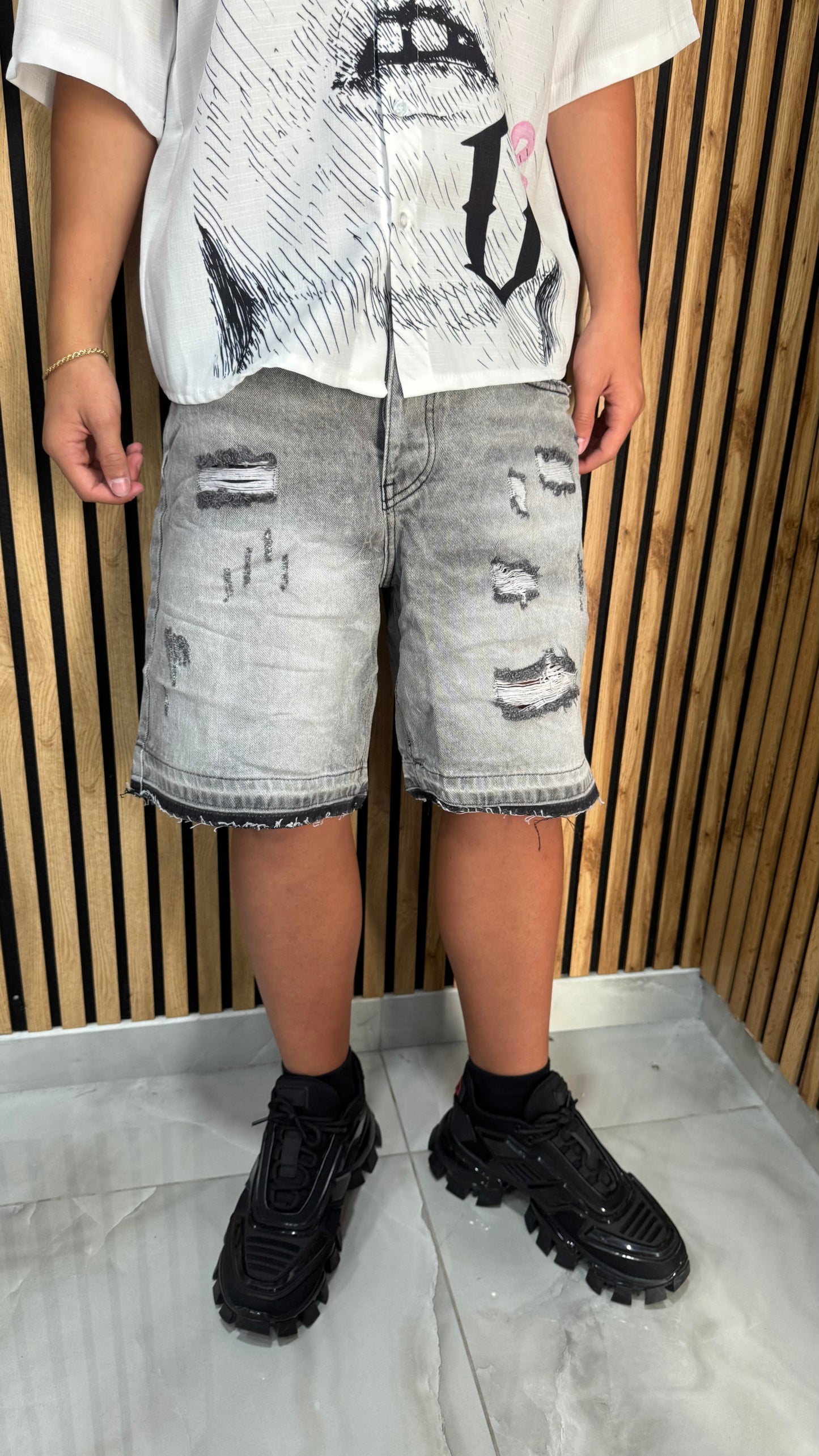 Jeans Short Grey "Slaved"