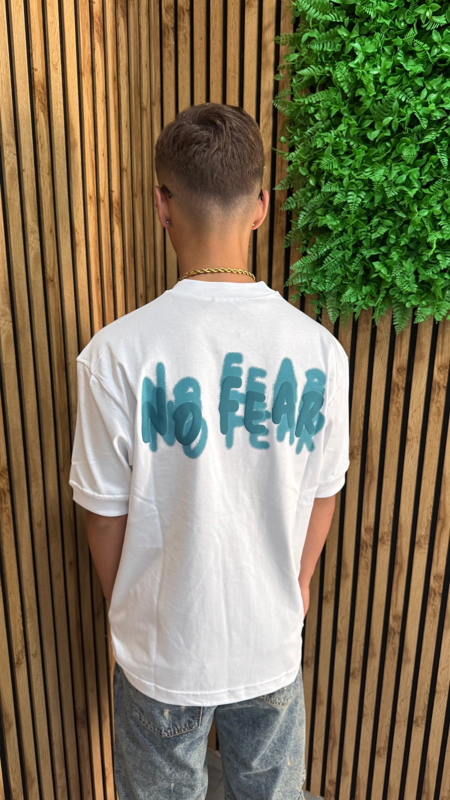 T-Shirt Premium Stampa Gommata "No Fear"