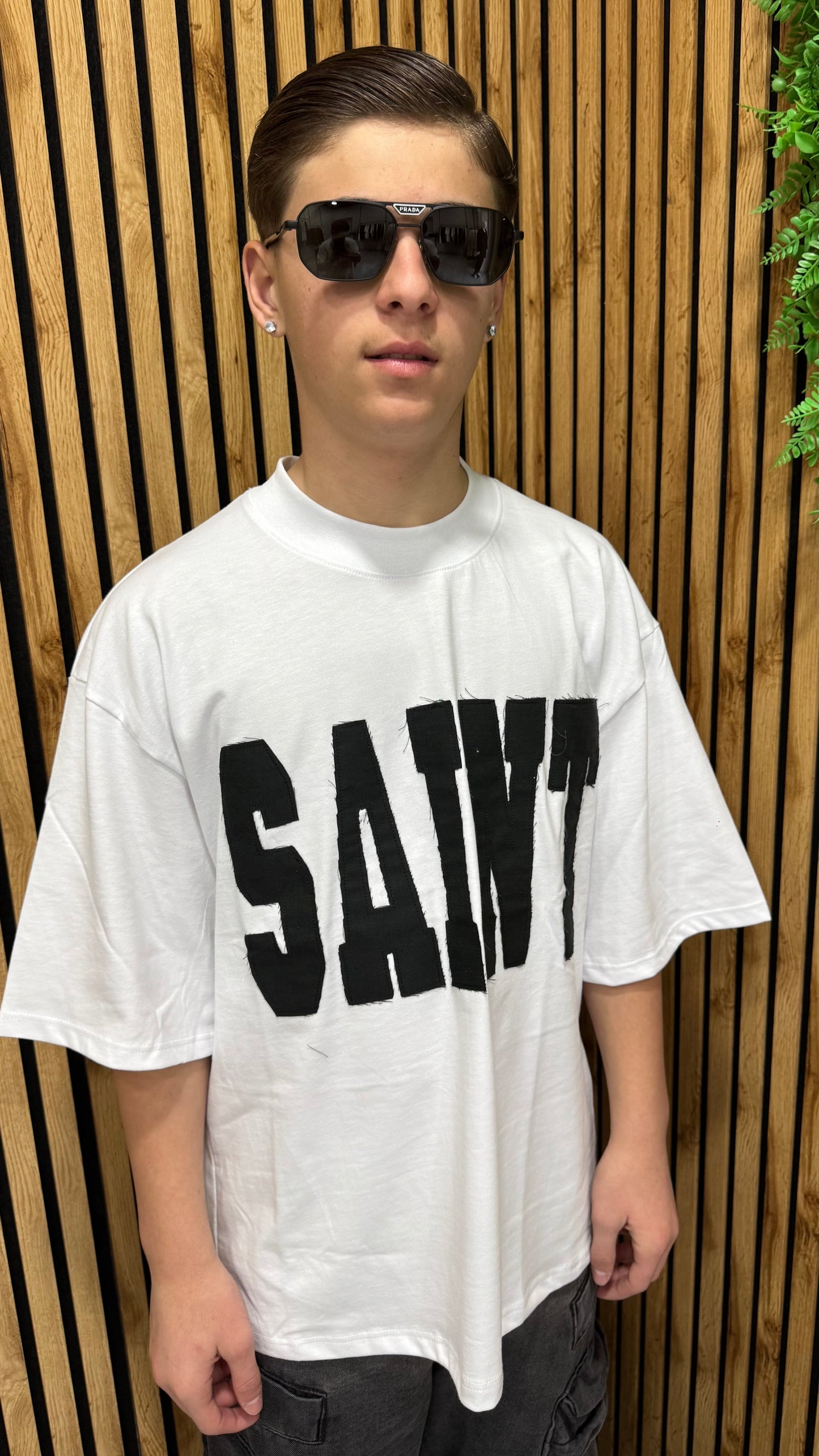 T-Shirt "Saint" Stampa Sfrangiata