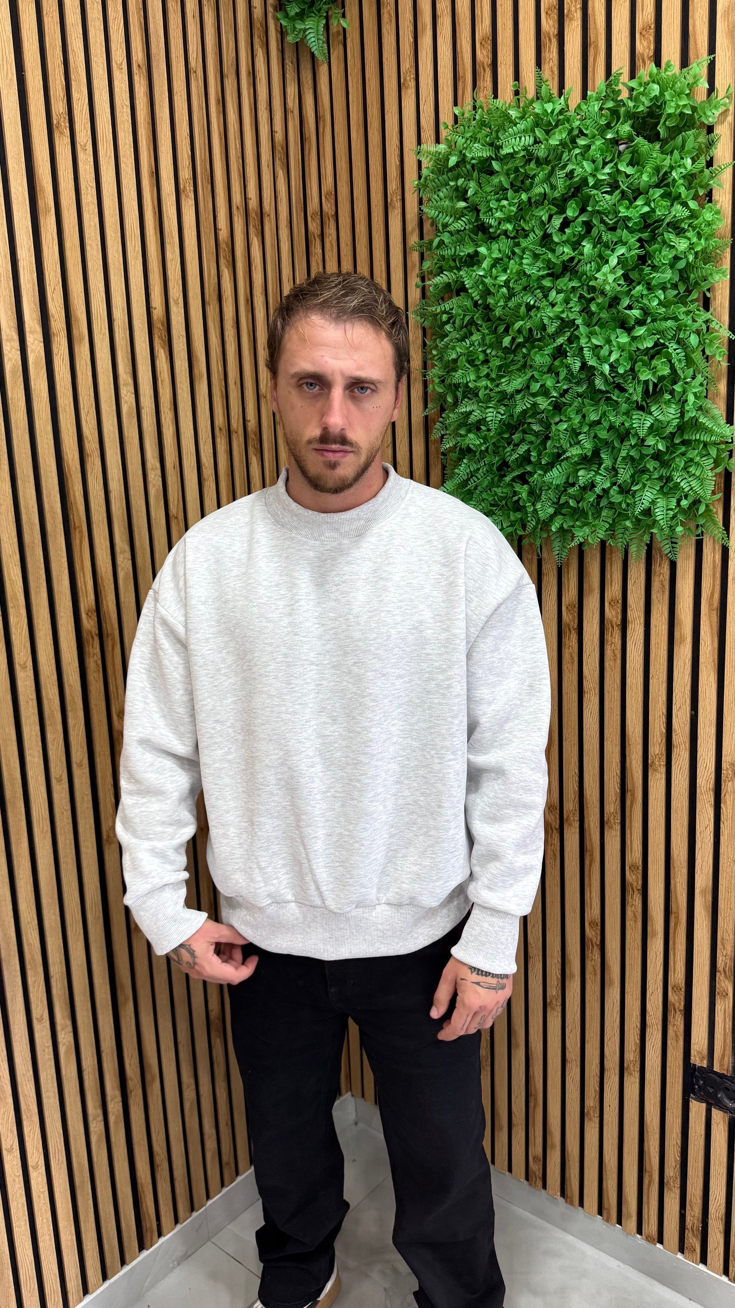 Felpa Girocollo Basic Boxy Cianotic