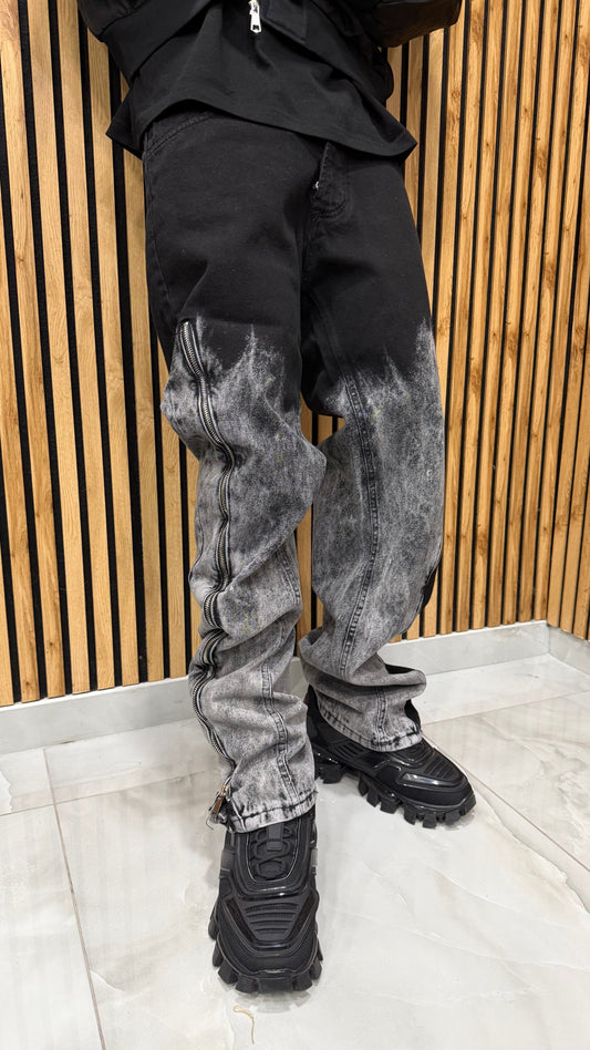 Jeans Baggy Contrast Zip