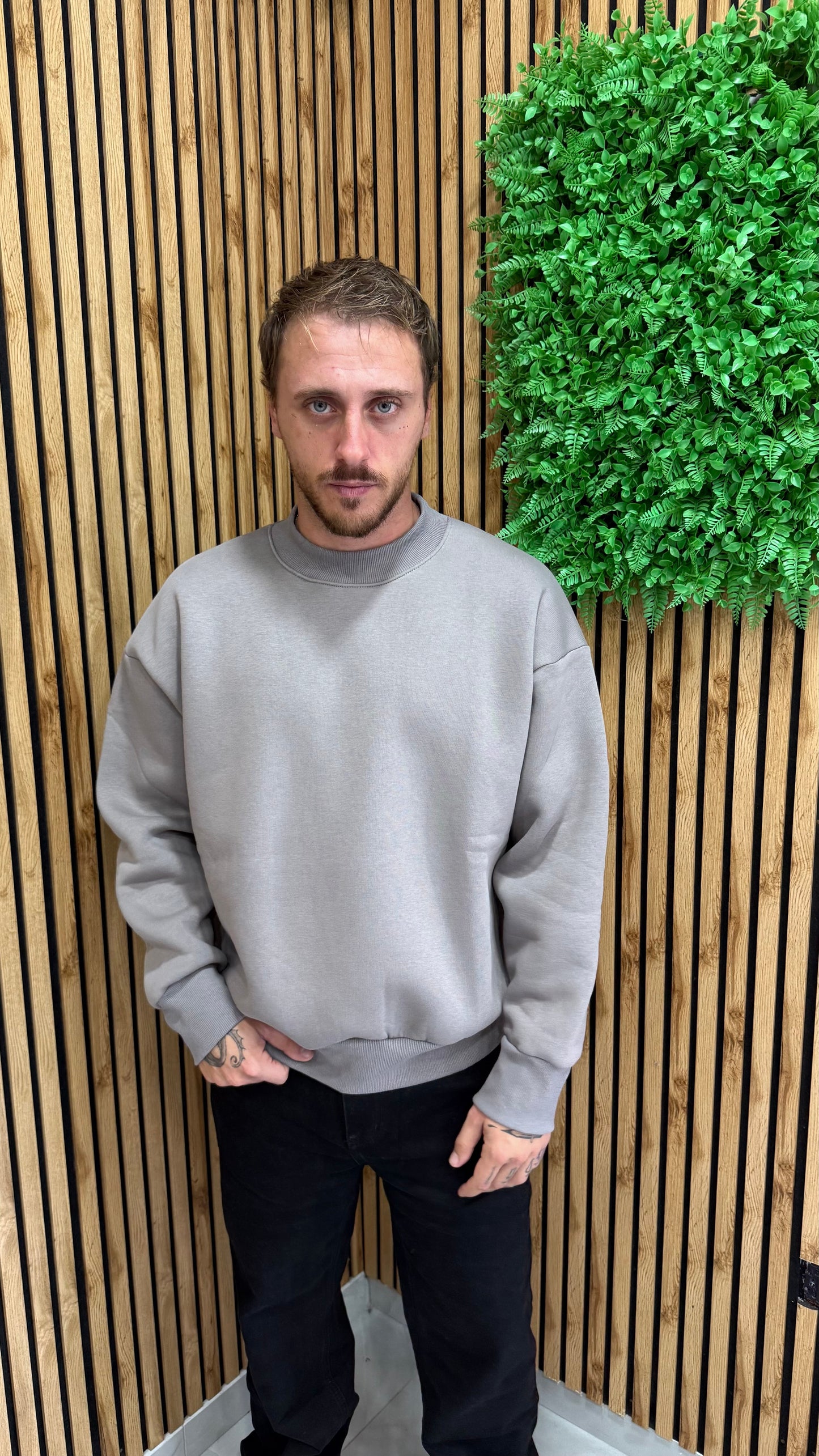 Felpa Girocollo Basic Boxy Cianotic