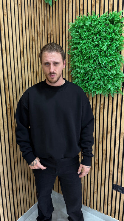 Felpa Girocollo Basic Boxy Cianotic