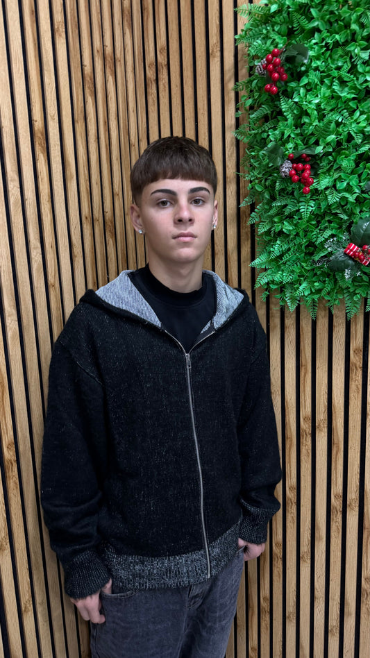 Cardigan “Stellar Zip” Con Cappuccio