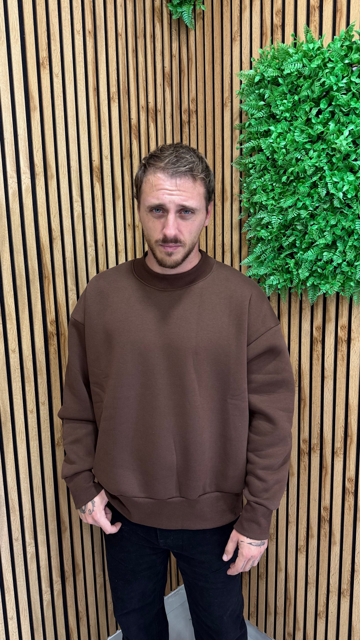 Felpa Girocollo Basic Boxy Cianotic