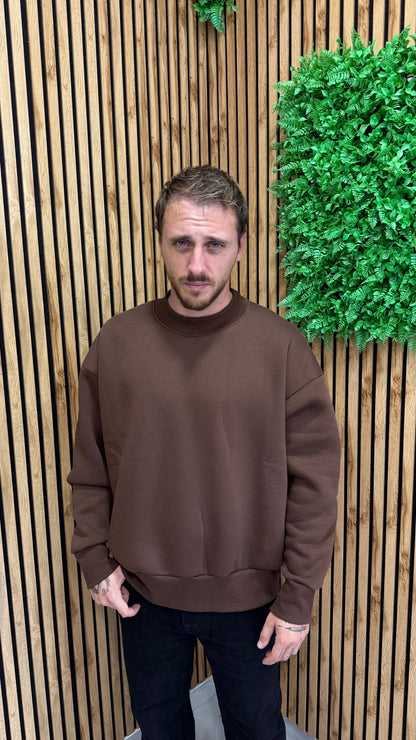 Felpa Girocollo Basic Boxy Cianotic