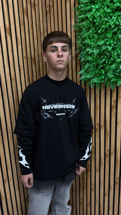 T-Shirt Long Sleeve “Neverinside” Cianotic