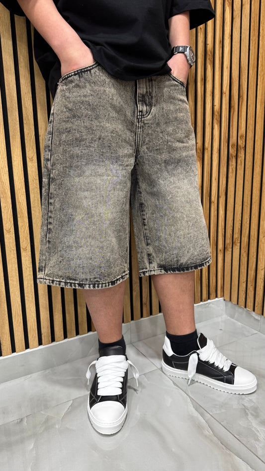 Short Jeans Baggy Marmorizzato